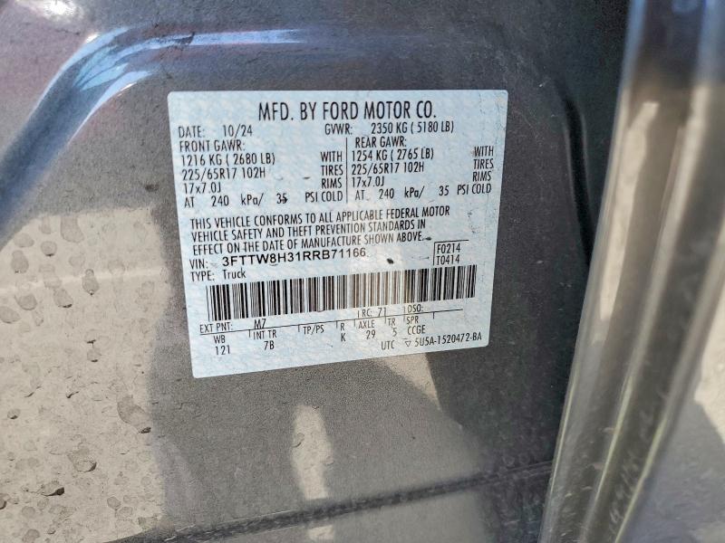 52787326 :رقم المزاد ، 3FTTW8H31RRB71166 vin ، 2024 Ford Maverick مزاد بيع
