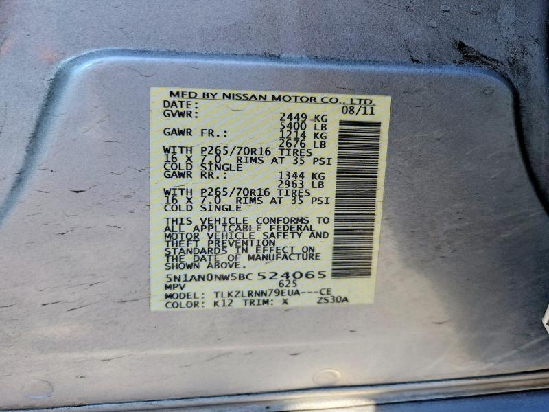 54490796 :رقم المزاد ، 5N1AN0NW5BC524065 vin ، 2011 Nissan Xterra مزاد بيع