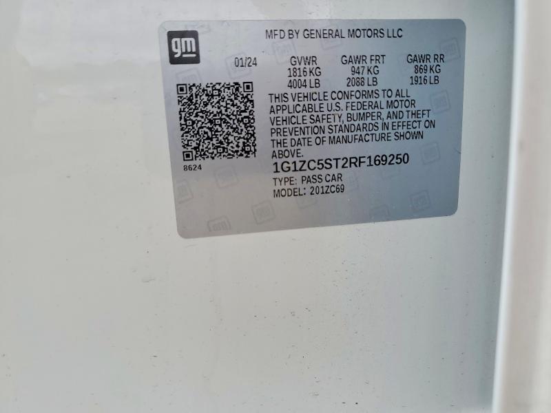 Продаж на аукціоні авто 2024 Chevrolet Malibu, vin: 1G1ZC5ST2RF169250, номер лоту: 54246236