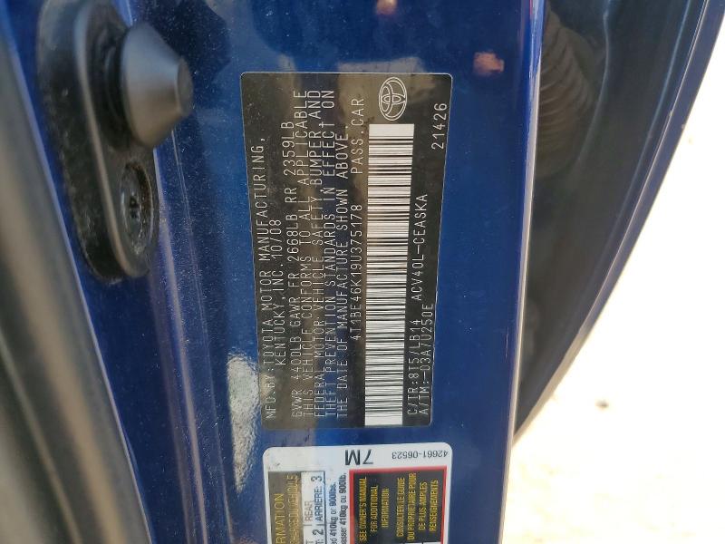 54424076 :رقم المزاد ، 4T1BE46K19U375178 vin ، 2009 Toyota Camry مزاد بيع