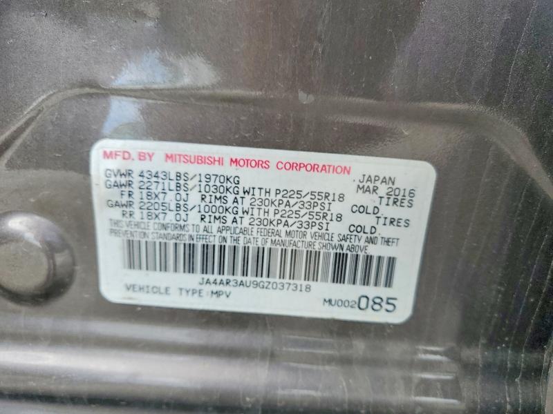 Aukcja sprzedaży 2016 Mitsubishi Outlander Sport, vin: JA4AR3AU9GZ037318, numer aukcji: 52290366