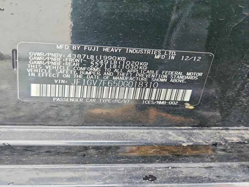 Продажа на аукционе авто 2013 Subaru Impreza, vin: JF1GV7F65DG018310, номер лота: 52734946