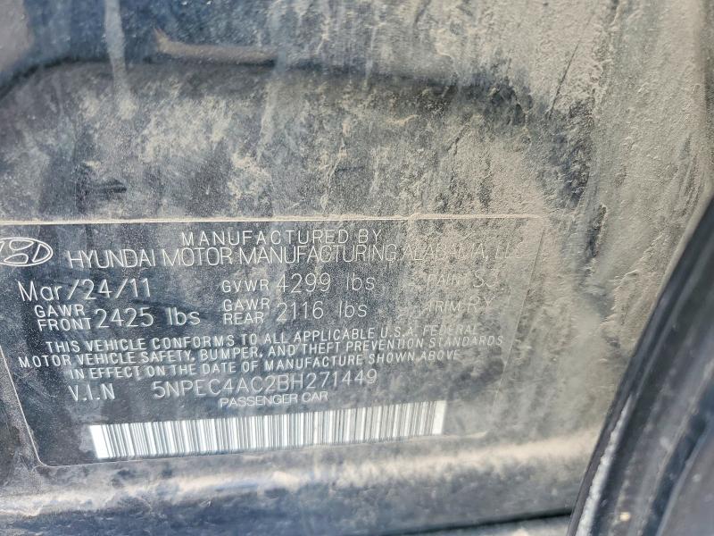 2011 Hyundai Sonata მანქანა იყიდება აუქციონზე, vin: 5NPEC4AC2BH271449, აუქციონის ნომერი: 54142956