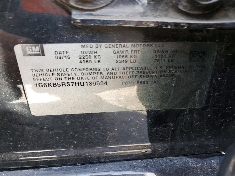 Aukcja sprzedaży 2017 Cadillac Ct6, vin: 1G6KB5RS7HU139604, numer aukcji: 55190206