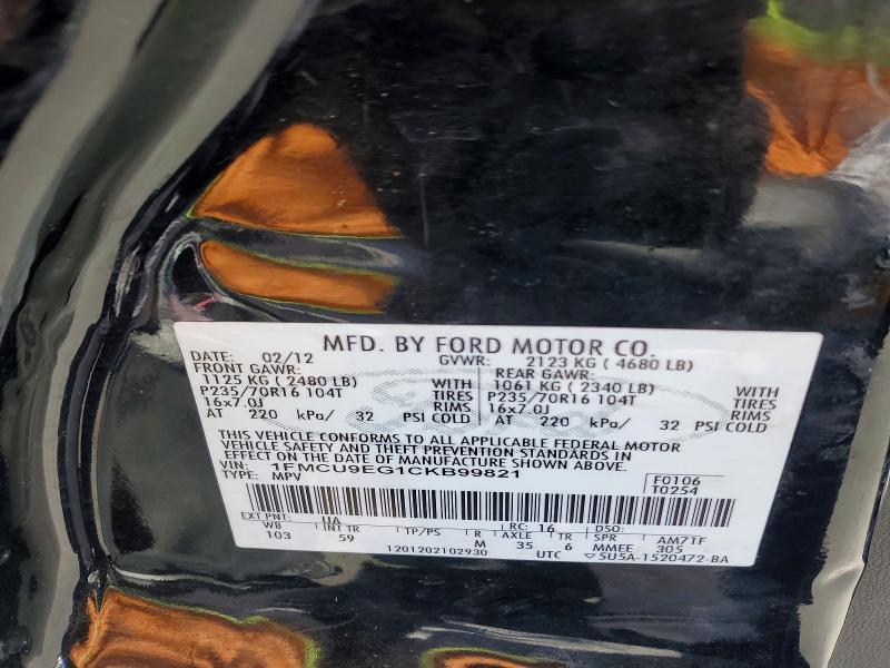 Aukcja sprzedaży 2012 Ford Escape, vin: 1FMCU9EG1CKB99821, numer aukcji: 53840506