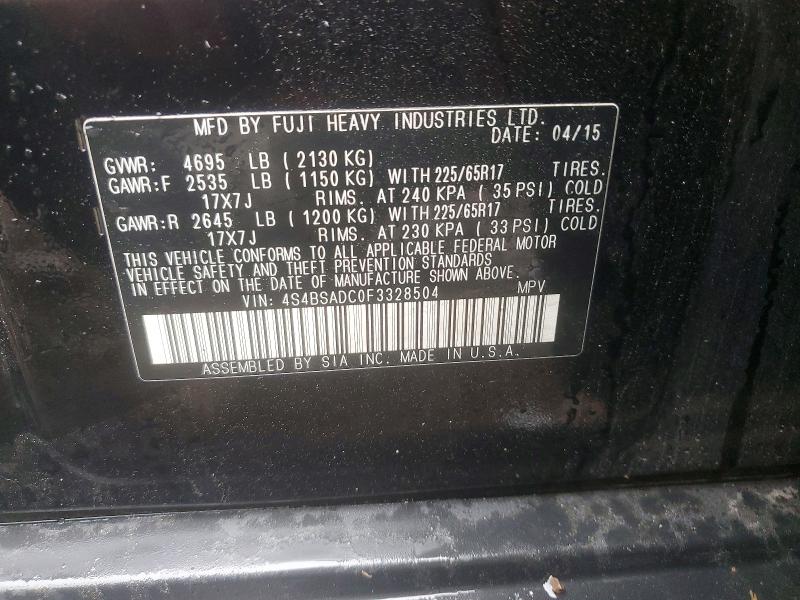 Aukcja sprzedaży 2015 Subaru Outback, vin: 4S4BSADC0F3328504, numer aukcji: 51985586