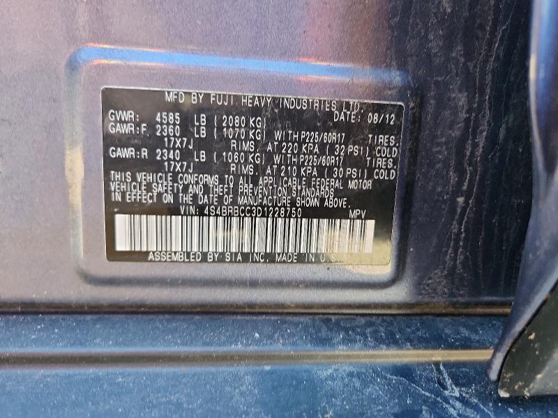 2013 Subaru Outback მანქანა იყიდება აუქციონზე, vin: 4S4BRBCC3D1228750, აუქციონის ნომერი: 52952716
