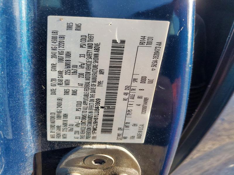 Продажа на аукционе авто 2020 Ford Escape, vin: 1FMCU9H61LUB63909, номер лота: 53765706