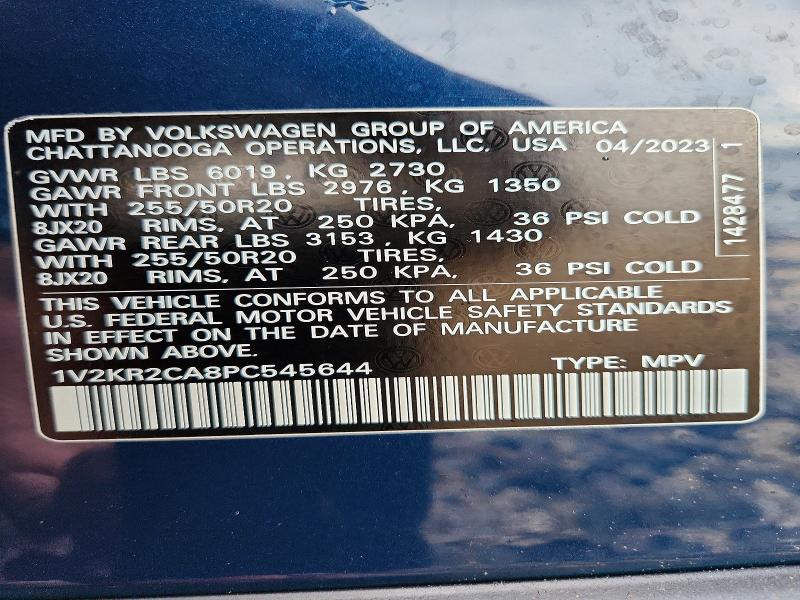 53554966 :رقم المزاد ، 1V2KR2CA8PC545644 vin ، 2023 Volkswagen Atlas مزاد بيع