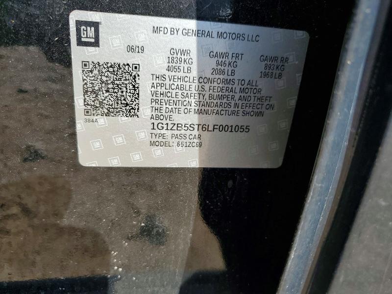 2020 Chevrolet Malibu მანქანა იყიდება აუქციონზე, vin: 1G1ZB5ST6LF001055, აუქციონის ნომერი: 52959026