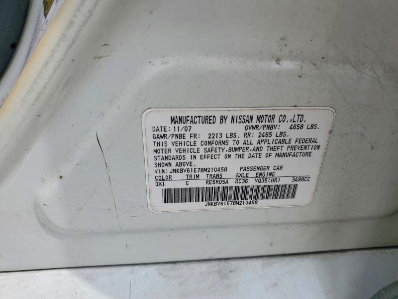 53096006 :رقم المزاد ، JNKBV61E78M210458 vin ، 2008 Infiniti G35 مزاد بيع