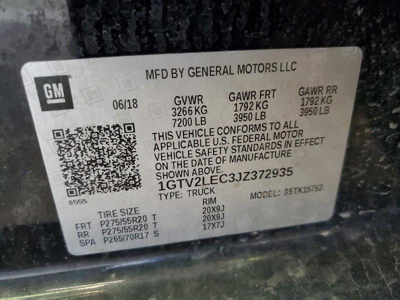 Продаж на аукціоні авто 2018 Gmc Sierra, vin: 1GTV2LEC3JZ372935, номер лоту: 51413276