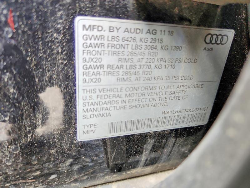 Продаж на аукціоні авто 2019 Audi Q7, vin: WA1LHBF74KD021462, номер лоту: 54493736