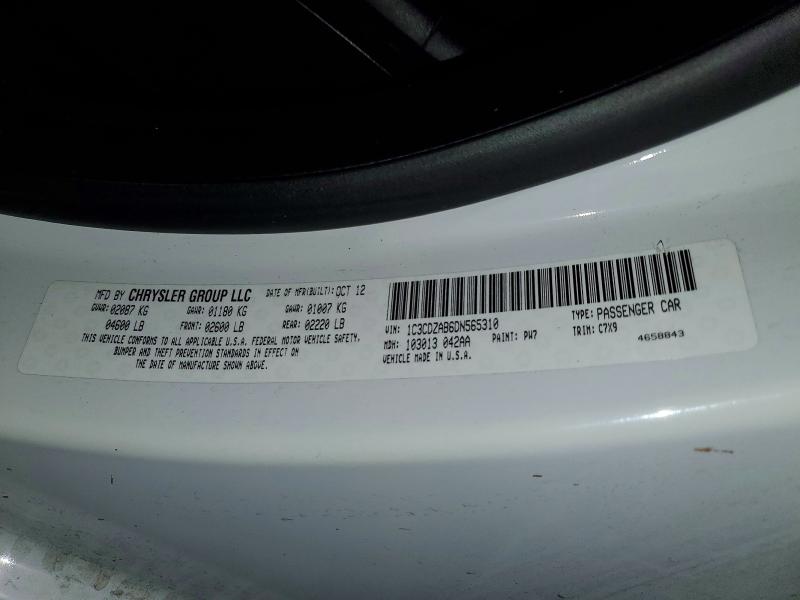 54003266 :رقم المزاد ، 1C3CDZAB6DN565310 vin ، 2013 Dodge Avenger مزاد بيع