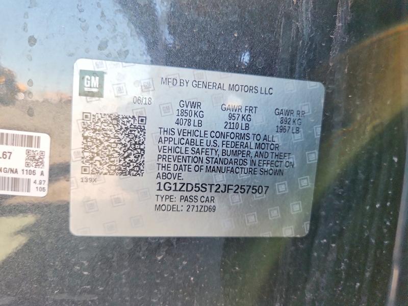 54726996 :رقم المزاد ، 1G1ZD5ST2JF257507 vin ، 2018 Chevrolet Malibu مزاد بيع