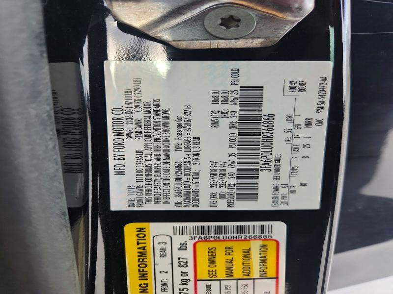 52428406 :رقم المزاد ، 3FA6P0LU0HR266866 vin ، 2017 Ford Fusion مزاد بيع