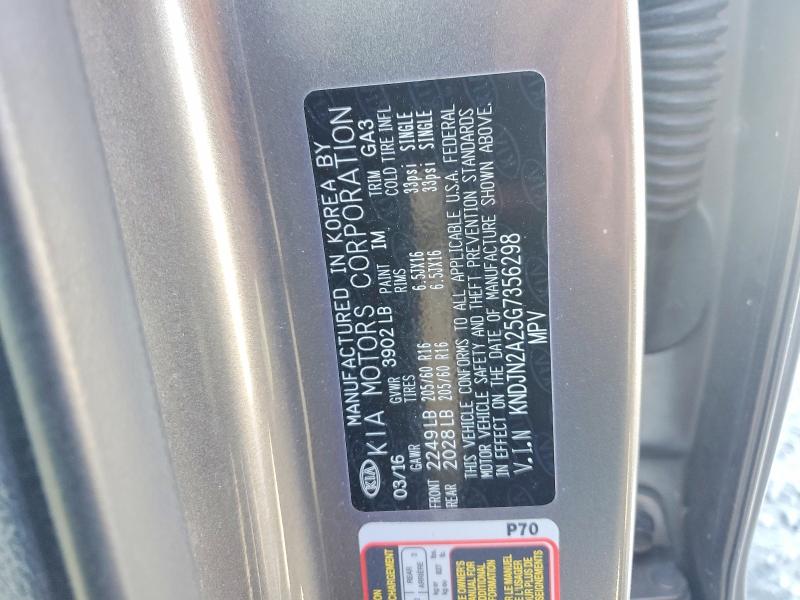 53621906 :رقم المزاد ، KNDJN2A25G7356298 vin ، 2016 Kia Soul مزاد بيع