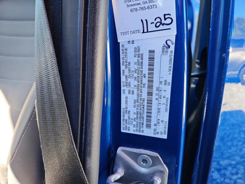 Продаж на аукціоні авто 2018 Ford Escape, vin: 1FMCU0F73JUA47793, номер лоту: 53839276