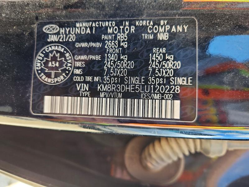 51897566 :رقم المزاد ، KM8R3DHE5LU120228 vin ، 2020 Hyundai Palisade مزاد بيع