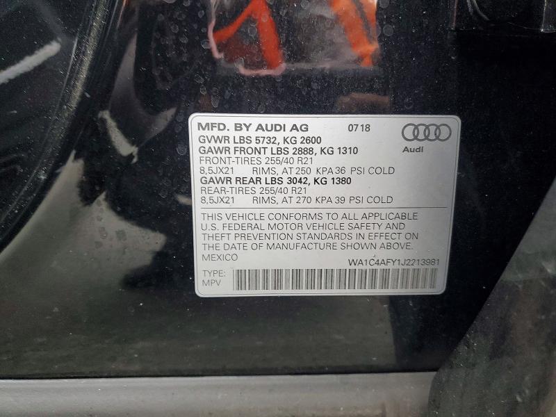 Aukcja sprzedaży 2018 Audi Sq5, vin: WA1C4AFY1J2213981, numer aukcji: 53077546