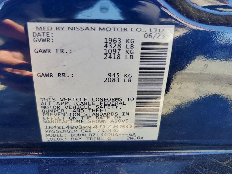 Aukcja sprzedaży 2023 Nissan Altima, vin: 1N4BL4BV3PN407880, numer aukcji: 53555366