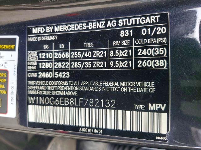 Продажа на аукционе авто 2020 Mercedes-benz Glc, vin: W1N0G6EB8LF782132, номер лота: 51287326