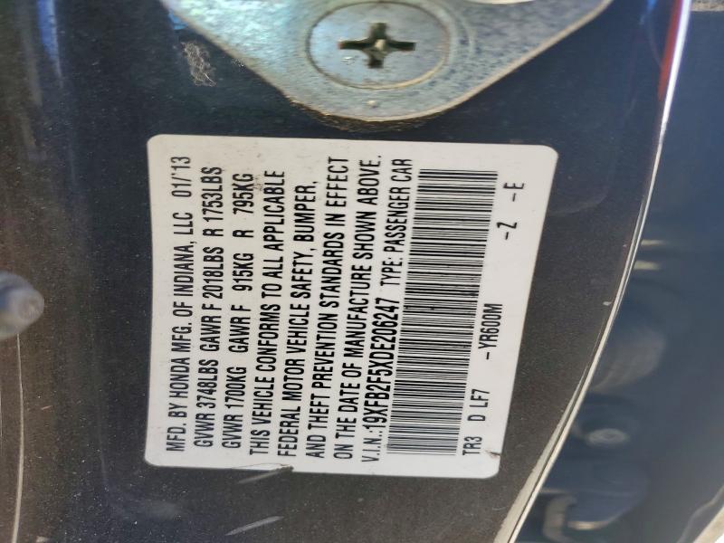 Aukcja sprzedaży 2013 Honda Civic, vin: 19XFB2F5XDE206247, numer aukcji: 51947976