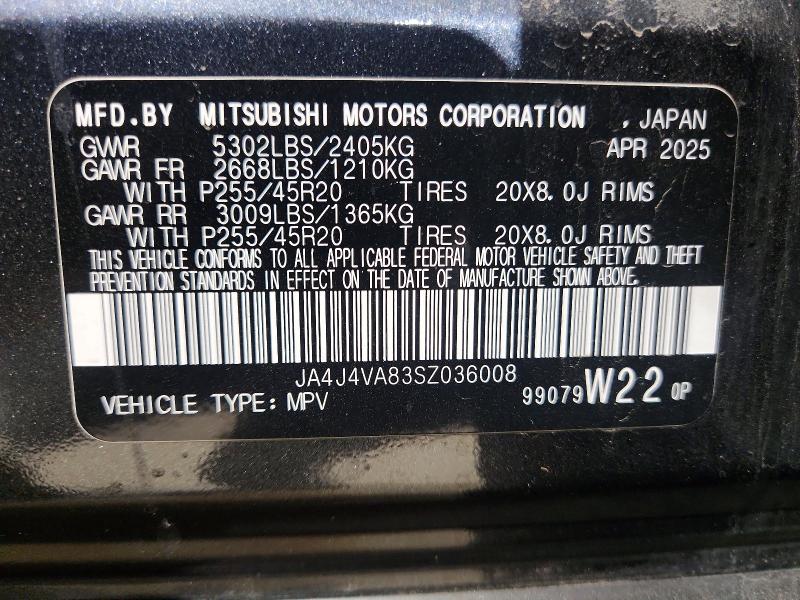 Aukcja sprzedaży 2025 Mitsubishi Outlander, vin: JA4J4VA83SZ036008, numer aukcji: 52399016