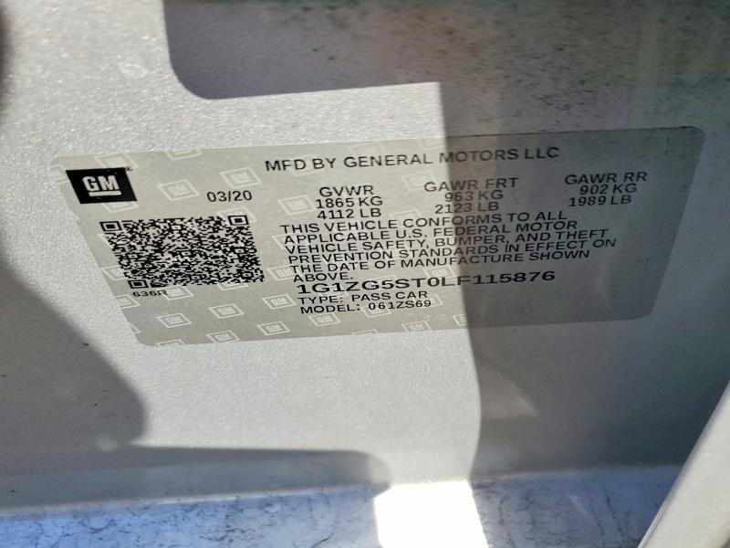 Продаж на аукціоні авто 2020 Chevrolet Malibu, vin: 1G1ZG5ST0LF115876, номер лоту: 54058586