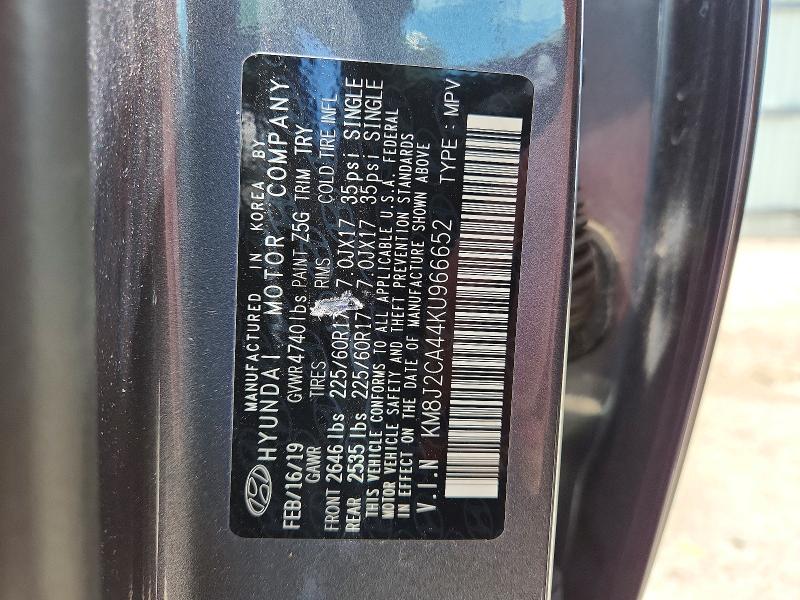 54927186 :رقم المزاد ، KM8J2CA44KU966652 vin ، 2019 Hyundai Tucson مزاد بيع