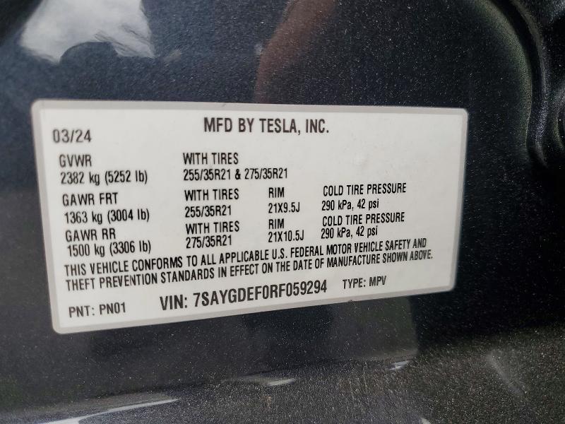 Продаж на аукціоні авто 2024 Tesla Model Y, vin: 7SAYGDEF0RF059294, номер лоту: 55449036