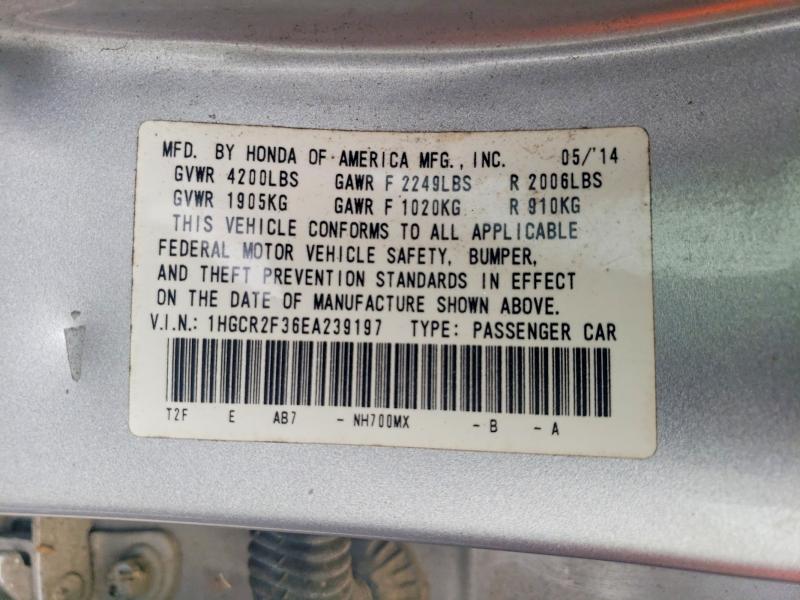 Продаж на аукціоні авто 2014 Honda Accord, vin: 1HGCR2F36EA239197, номер лоту: 46780066