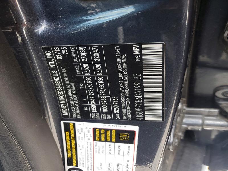 54509686 :رقم المزاد ، 4JGDF7CE6DA199132 vin ، 2013 Mercedes-benz Gl مزاد بيع