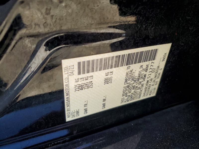 Aukcja sprzedaży 2021 Nissan Maxima, vin: 1N4AA6CV0MC511777, numer aukcji: 54870046
