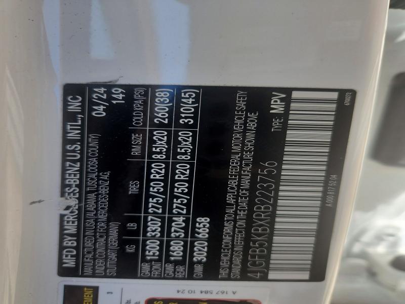 53781466 :رقم المزاد ، 4JGFB5KBXRB223756 vin ، 2024 Mercedes-benz Gle مزاد بيع