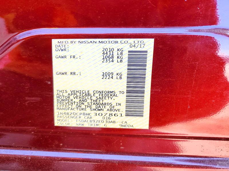 Aukcja sprzedaży 2017 Nissan Leaf, vin: 1N4BZ0CP8HC307861, numer aukcji: 53662596