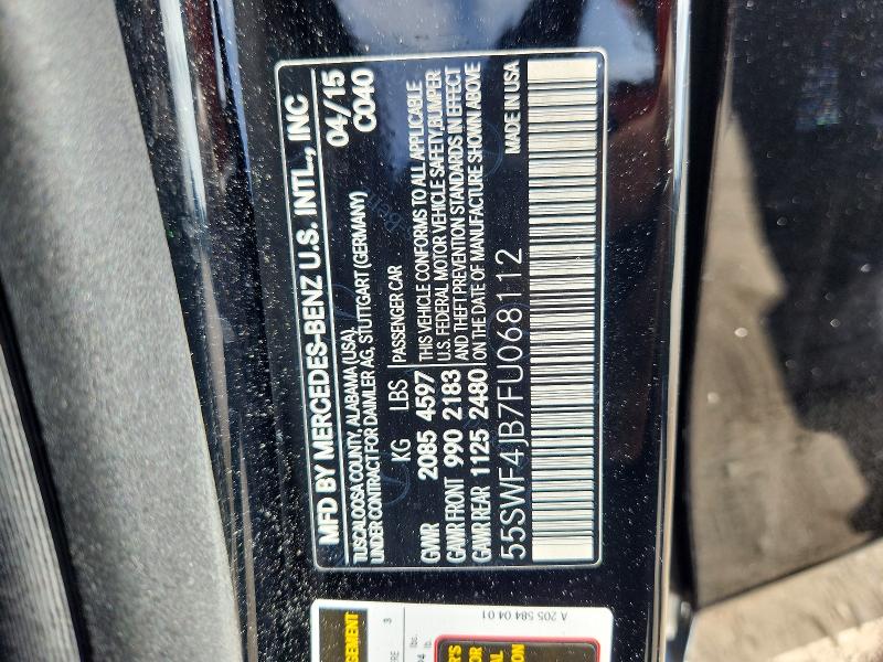 Aukcja sprzedaży 2015 Mercedes-benz C, vin: 55SWF4JB7FU068112, numer aukcji: 52300876