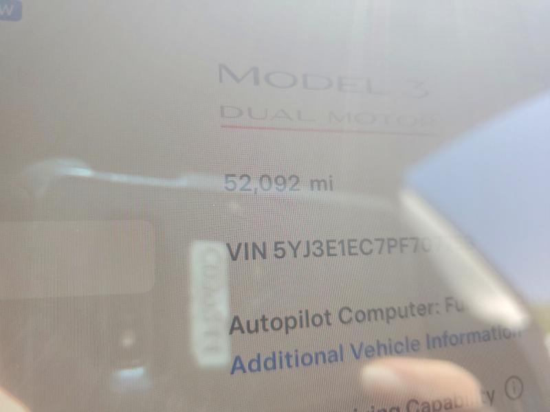 Продаж на аукціоні авто 2023 Tesla Model 3, vin: 5YJ3E1EC7PF707759, номер лоту: 53802066