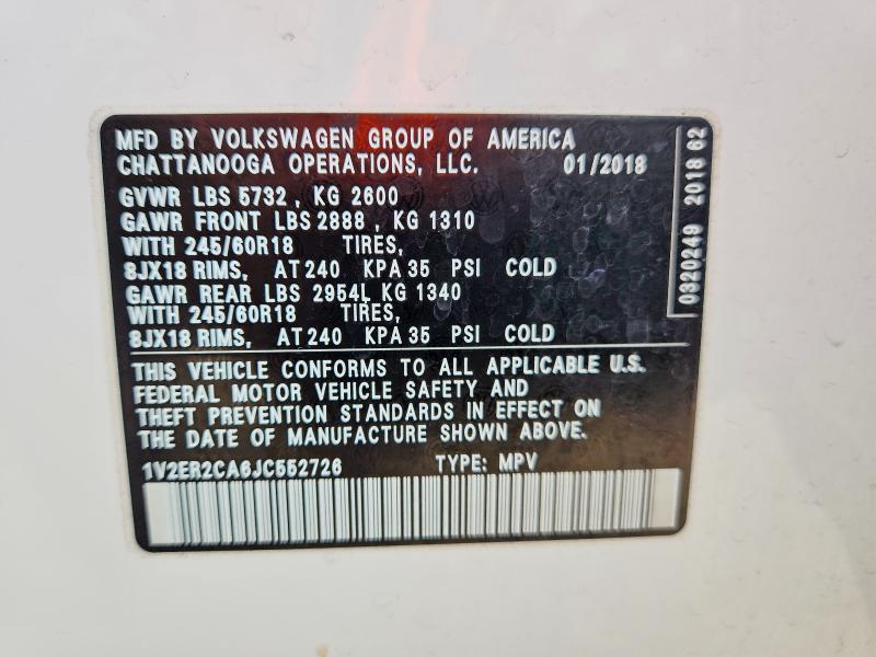 Продажа на аукционе авто 2018 Volkswagen Atlas, vin: 1V2ER2CA6JC552726, номер лота: 53377426