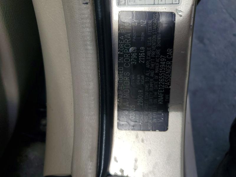 54163566 :رقم المزاد ، KNAFE122655159497 vin ، 2005 Kia Spectra مزاد بيع