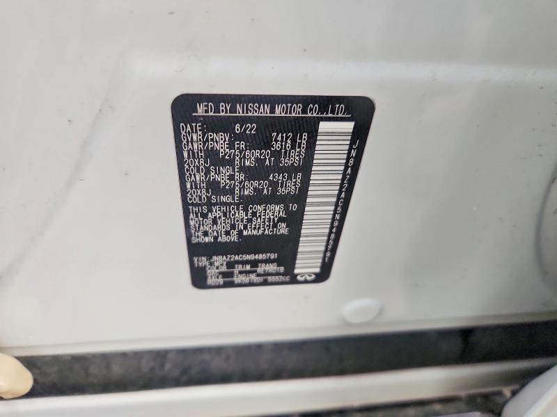 Продаж на аукціоні авто 2022 Infiniti Qx80, vin: JN8AZ2AC5N9485791, номер лоту: 54690776