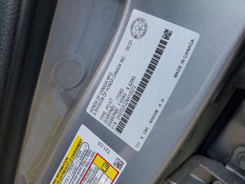 Продаж на аукціоні авто 2022 Honda Civic, vin: 2HGFE2F22NH105272, номер лоту: 54613496