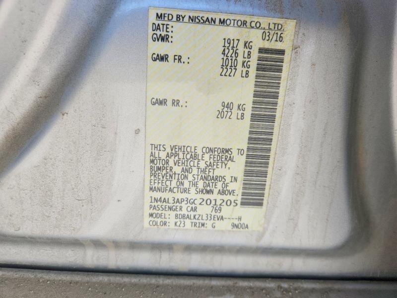 2016 Nissan Altima მანქანა იყიდება აუქციონზე, vin: 1N4AL3AP3GC201205, აუქციონის ნომერი: 52155606