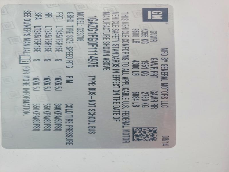 Продаж на аукціоні авто 2015 Chevrolet Express G3500, vin: 1GAZG1FG0F1114976, номер лоту: 55310676