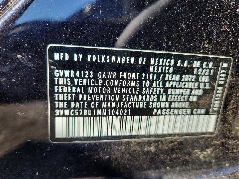 55231096 :رقم المزاد ، 3VWC57BU1MM104021 vin ، 2021 Volkswagen Jetta مزاد بيع