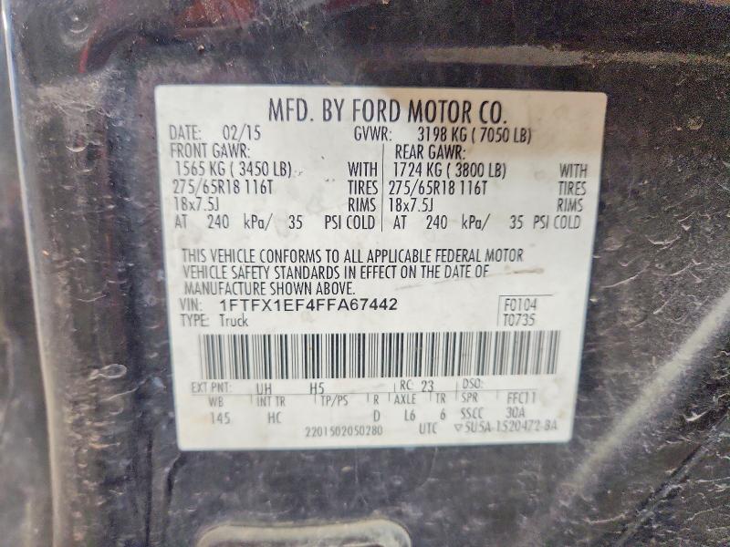 2015 Ford F150 მანქანა იყიდება აუქციონზე, vin: 1FTFX1EF4FFA67442, აუქციონის ნომერი: 50711436