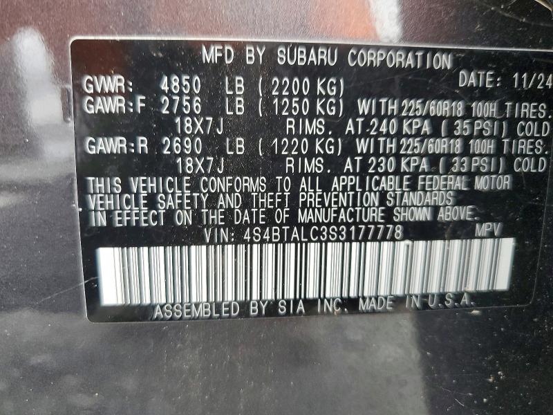 Продажа на аукционе авто 2025 Subaru Outback, vin: 4S4BTALC3S3177778, номер лота: 55301816