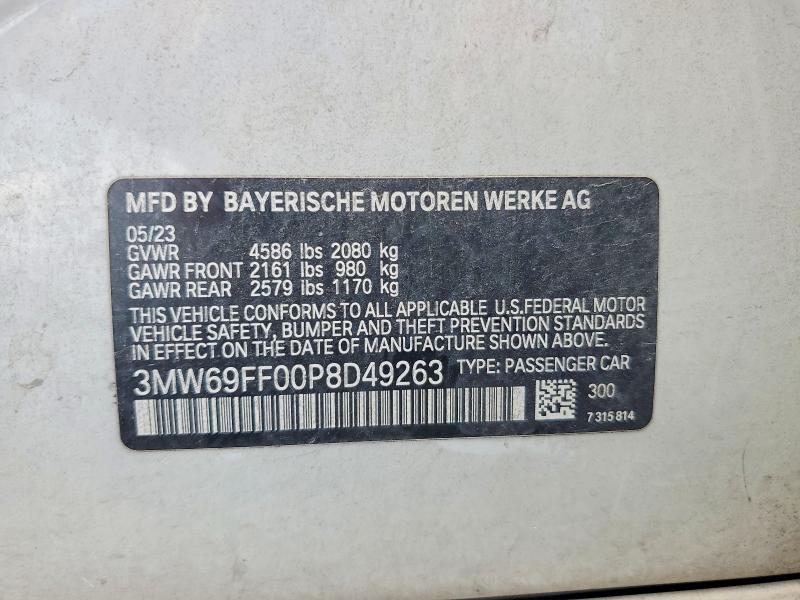 Продажа на аукционе авто 2023 Bmw 330i, vin: 3MW69FF00P8D49263, номер лота: 52081246