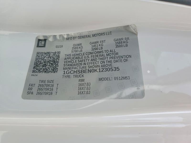 Aukcja sprzedaży 2019 Chevrolet Colorado, vin: 1GCHSBEN0K1230535, numer aukcji: 54613416