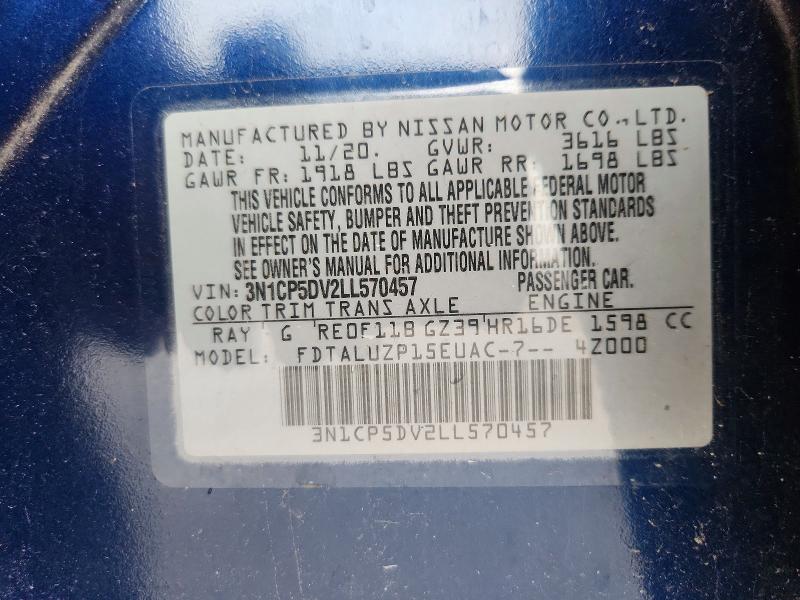 2020 Nissan Kicks მანქანა იყიდება აუქციონზე, vin: 3N1CP5DV2LL570457, აუქციონის ნომერი: 53903686